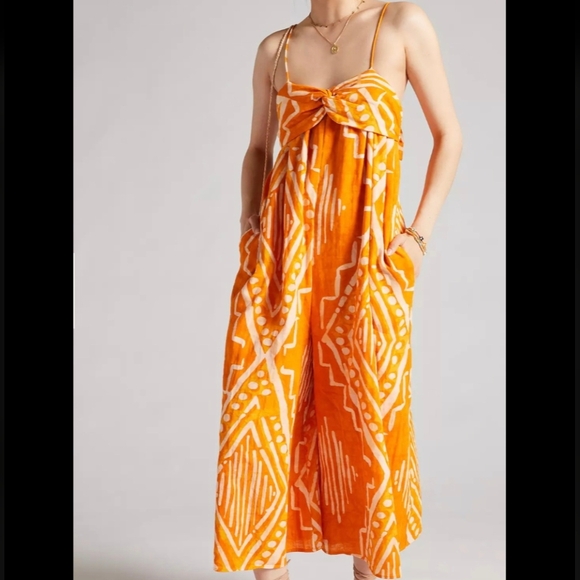 Anthropologie Pants - Anthropologie• Orange Pleated Wide Leg Women's Jumpsuit. Sz 4